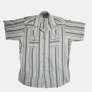 Panhandle Slim Pearl Snap Button Up Western Shirt 17.5 Stripe Short Sleeve Rodeo